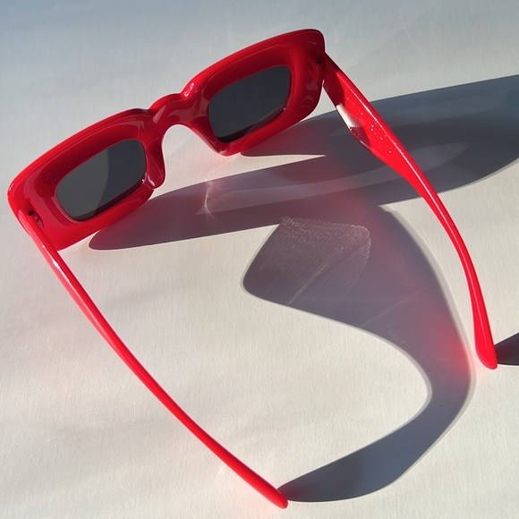 Red Inflated Sunglasses Bubble Square Sunglasses - Picture 4 of 6